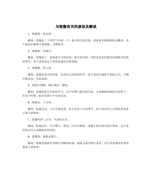 与惊蛰有关的谚语及解说