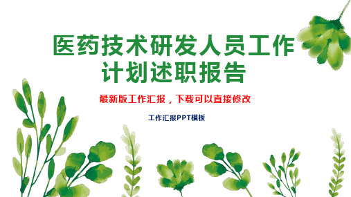 医药技术研发人员工作计划工作总结述职报告PPT模板下载