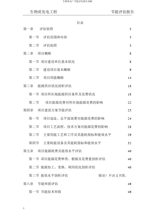 生物质电厂节能评估报告讲解