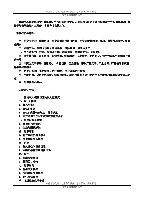 上海财经大学2011年813金融考试大纲