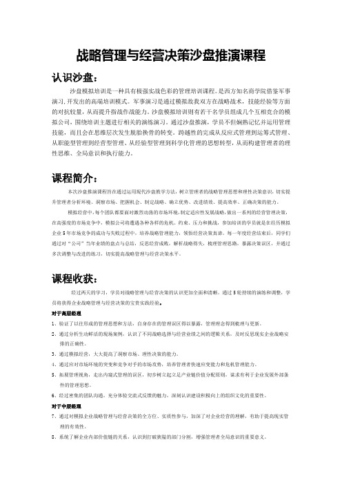 战略管理与经营决策沙盘推演课程--王长震