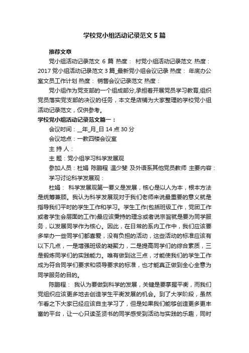 学校党小组活动记录范文5篇_党小组活动记录内容