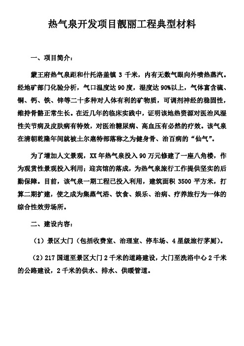 热气泉开发项目靓丽工程典型材料