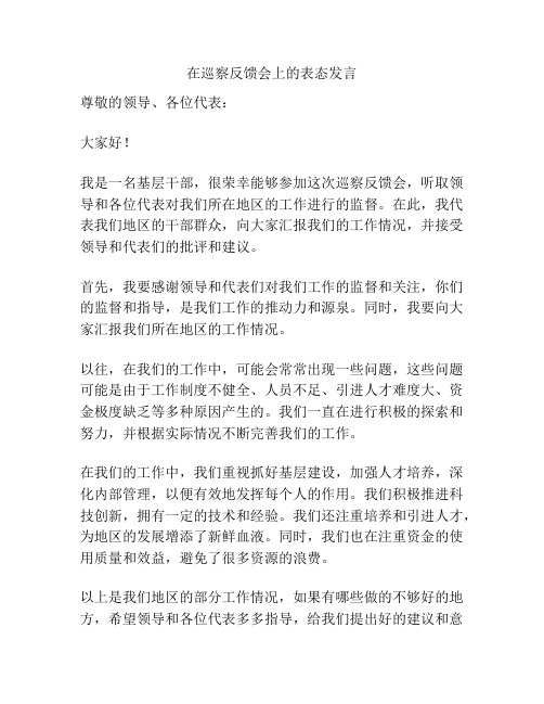 在巡察反馈会上的表态发言