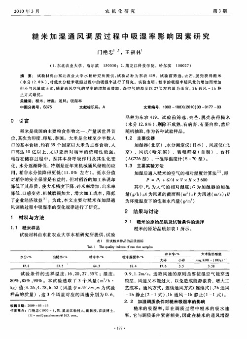 糙米加湿通风调质过程中吸湿率影响因素研究