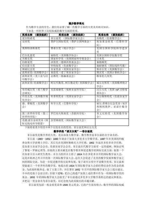 漫步数学荣光
