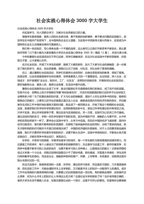 大学生社会实践心得体会3000字（精选12篇）