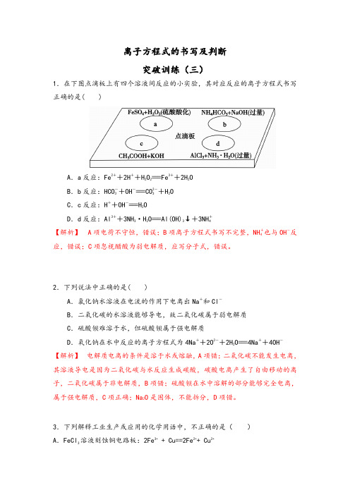 离子方程式的书写及判断——突破训练(三)【解析版】