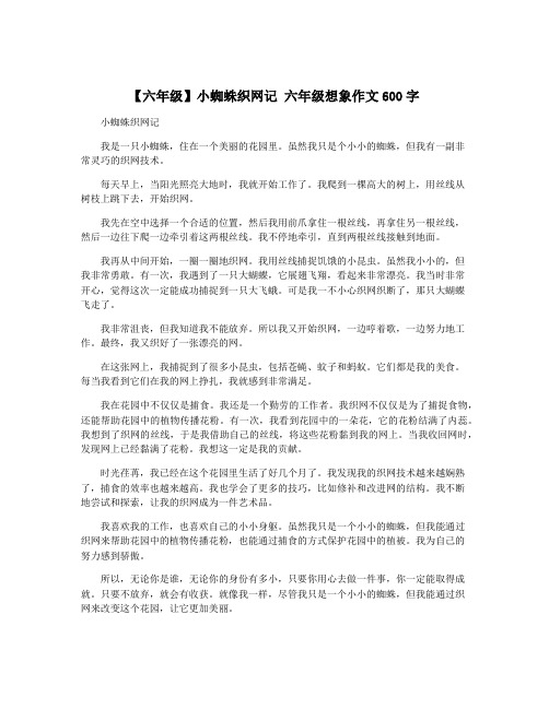 【六年级】小蜘蛛织网记 六年级想象作文600字