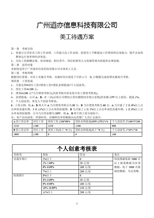 2016淘宝美工待遇方案及绩效考核标准