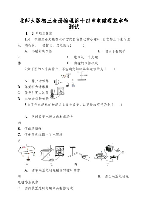 北师大版初三全册物理第十四章电磁现象章节测试