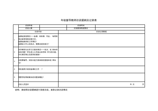 学生访谈提纲及记录表