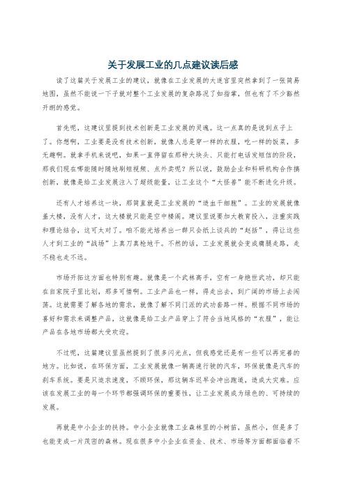 关于发展工业的几点建议读后感