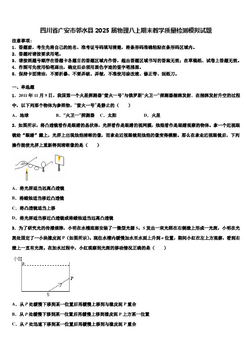 四川省广安市邻水县2025届物理八上期末教学质量检测模拟试题含解析