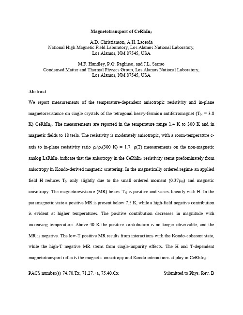 Magnetotransport of CeRhIn5