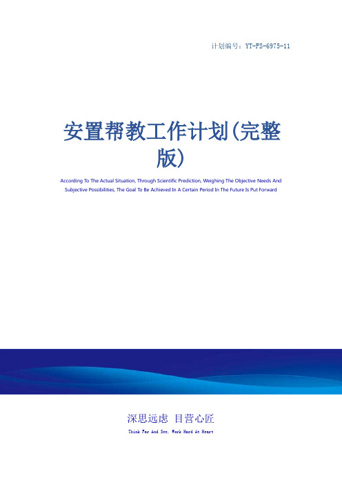 安置帮教工作计划(完整版)