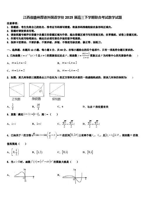 江西省赣州厚德外国语学校2025届高三下学期联合考试数学试题含解析