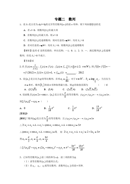 2015年高三数学高考模拟数列