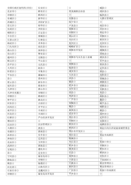 小学生12位全国行政区划代码