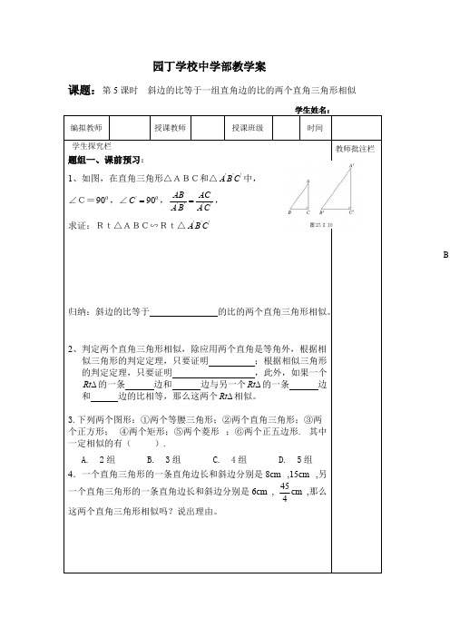 第5课时斜边的比等于一组直角边的比的两个直角三角形相似