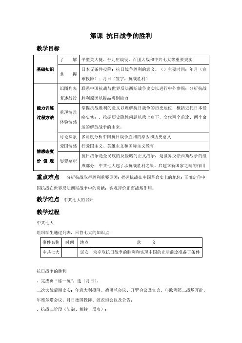 《抗日战争的胜利》教学设计3