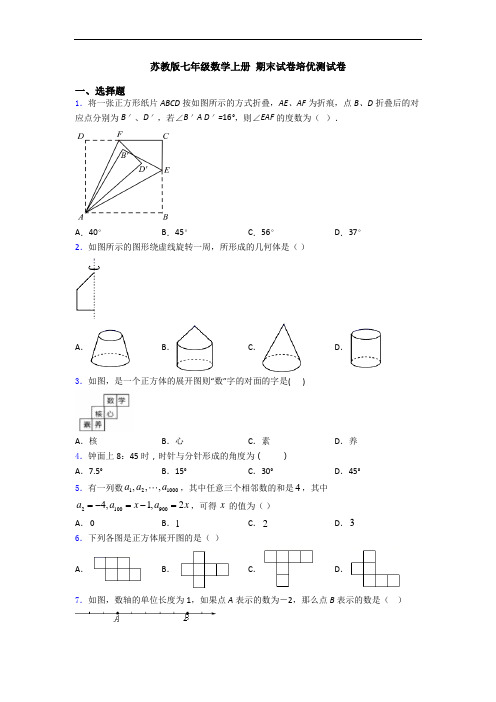 苏教版七年级数学上册 期末试卷培优测试卷