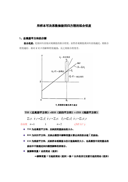 用样本可决系数检验回归方程的拟合优度