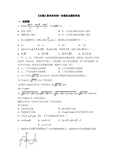 【好题】数学高考第一次模拟试题附答案