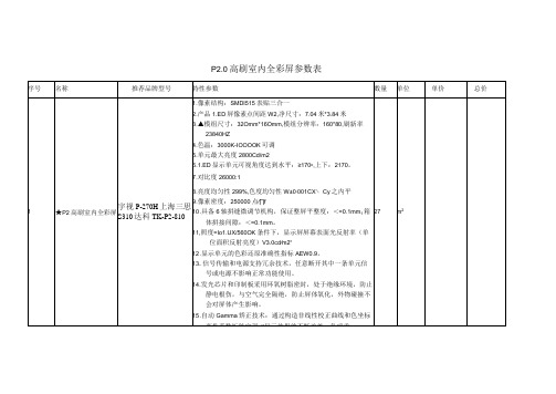 P0高刷室内全彩屏参数表