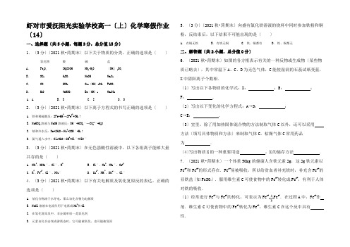 高一化学上学期寒假作业高一全册化学试题2