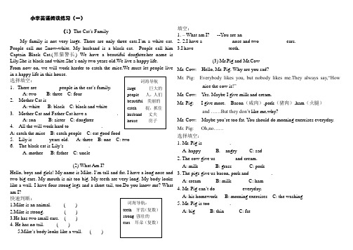 小学英语阅读训练题十五个试卷