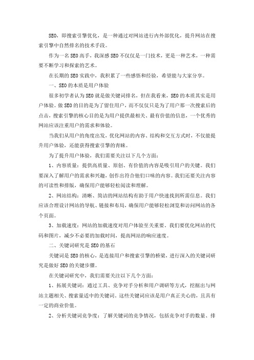 一个高手SEO的感悟与实战策略