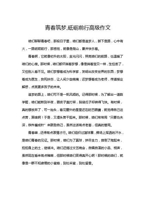 青春筑梦,砥砺前行高级作文