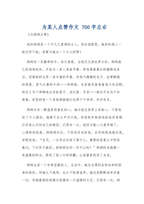 为某人点赞作文 700字左右