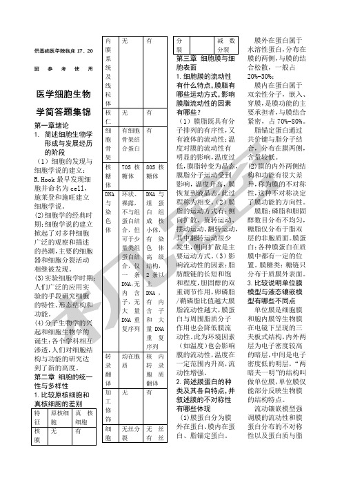 新乡医学院医学细胞生物学简答题