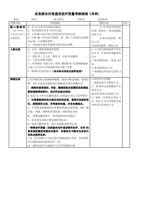 业务院长行政查房考核细则(外科)