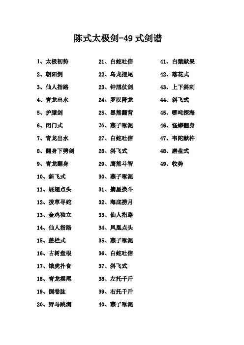 陈氏太极剑-49式剑谱