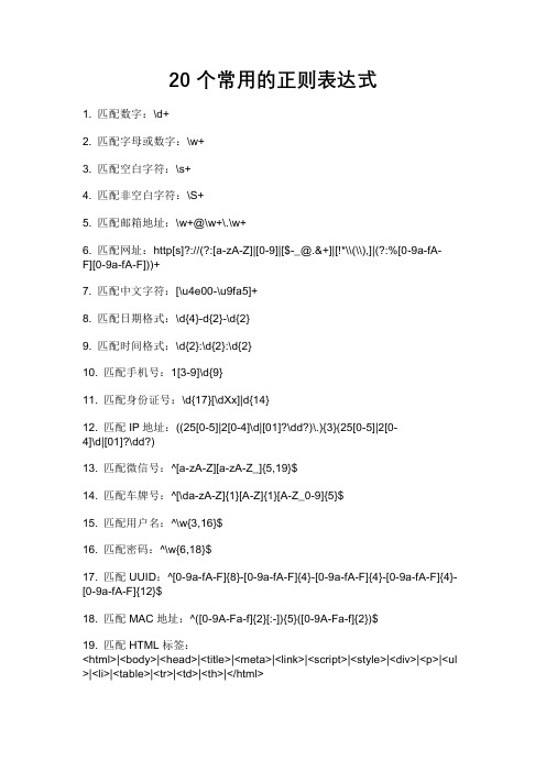 20个常用的正则表达式