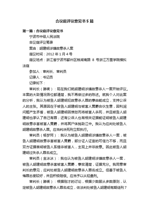 合议庭评议意见书5篇