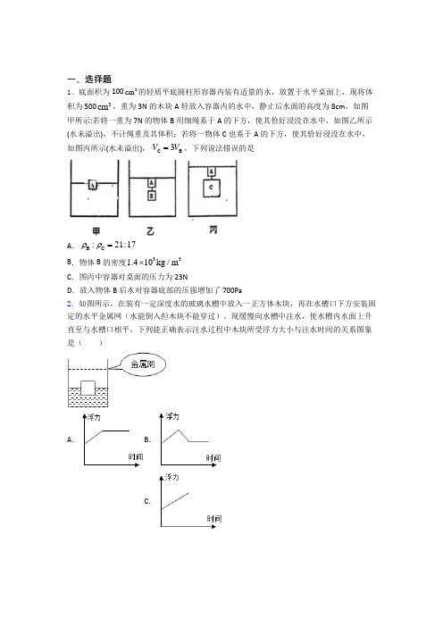 初二物理第十章浮力单元测试含答案