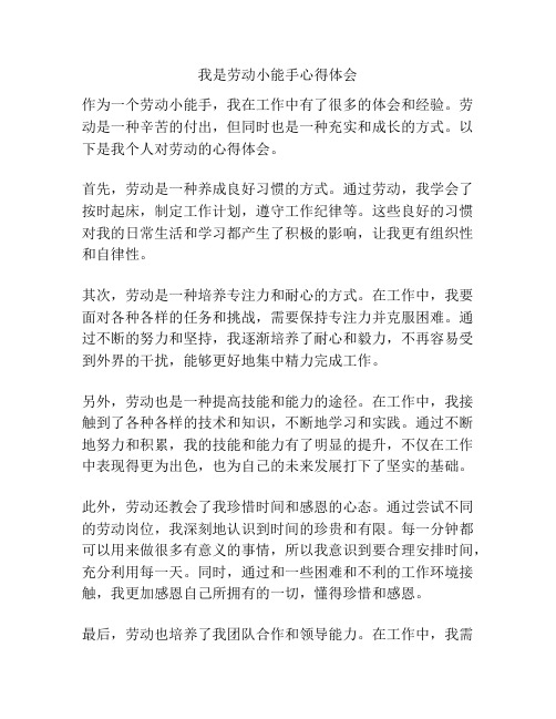 我是劳动小能手心得体会