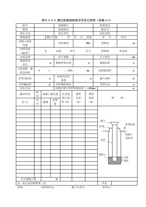 表B.0.6-3 灌注桩基础检查及评定记录(线基6-3)