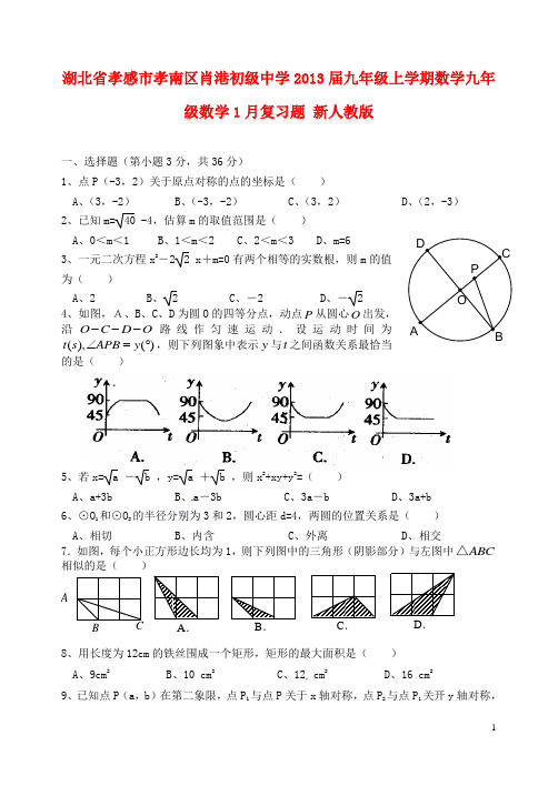 湖北省孝感市孝南区肖港初级中学九年级数学上学期九年