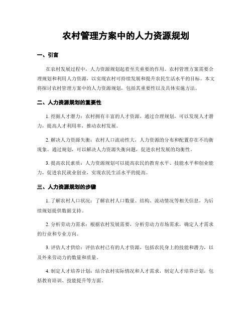 农村管理方案中的人力资源规划