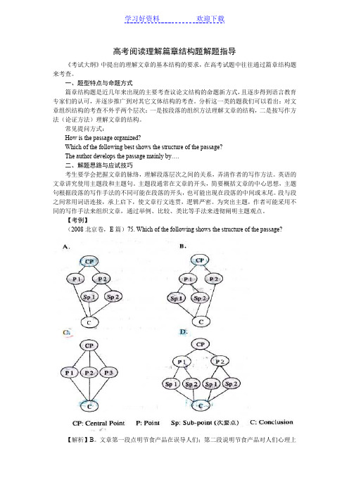 英语高考阅读理解解题技巧篇章结构题