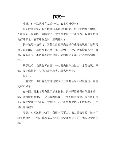 未完成作业心灵感悟500字作文