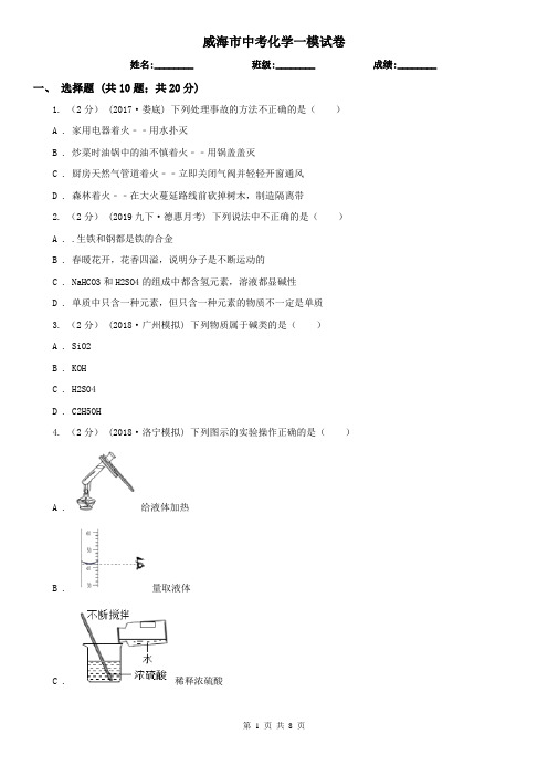 威海市中考化学一模试卷