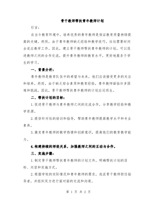 骨干教师帮扶青年教师计划