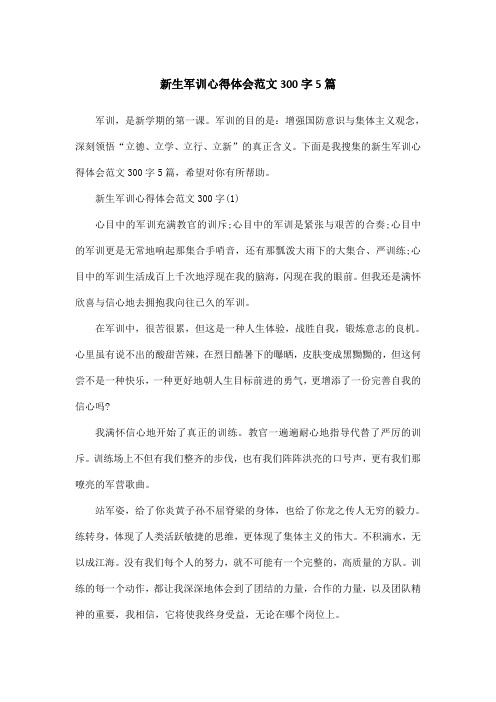 新生军训心得体会范文300字5篇