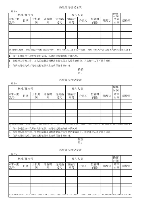 热处理巡检记录表